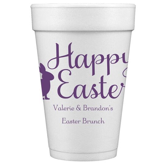 Script Happy Easter Bunny Styrofoam Cups